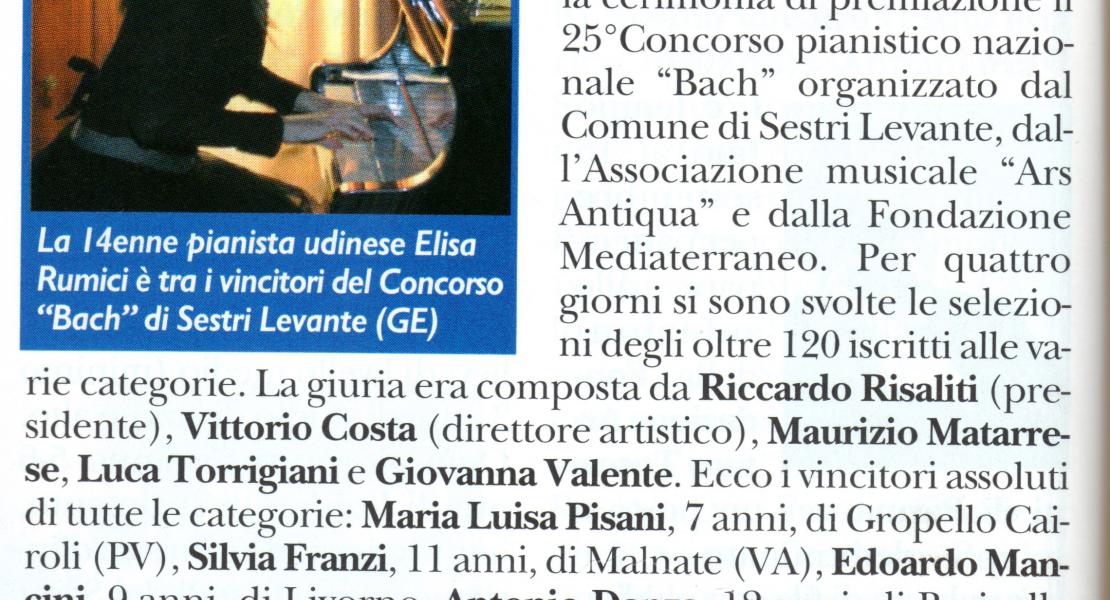 Allievi premiati al Concorso Bach 2010